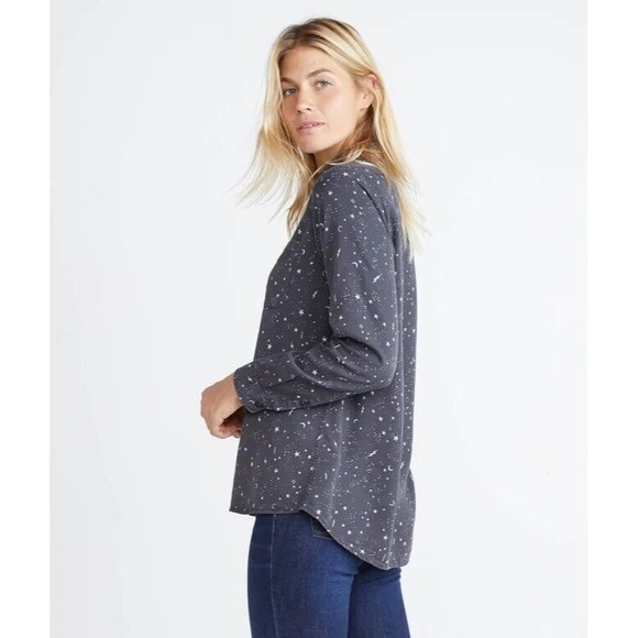 Marine Layer Valley XS Star Celestial Print Gray Button Down Shirt Top - Picture 4 of 14